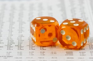 Amber dice on paper